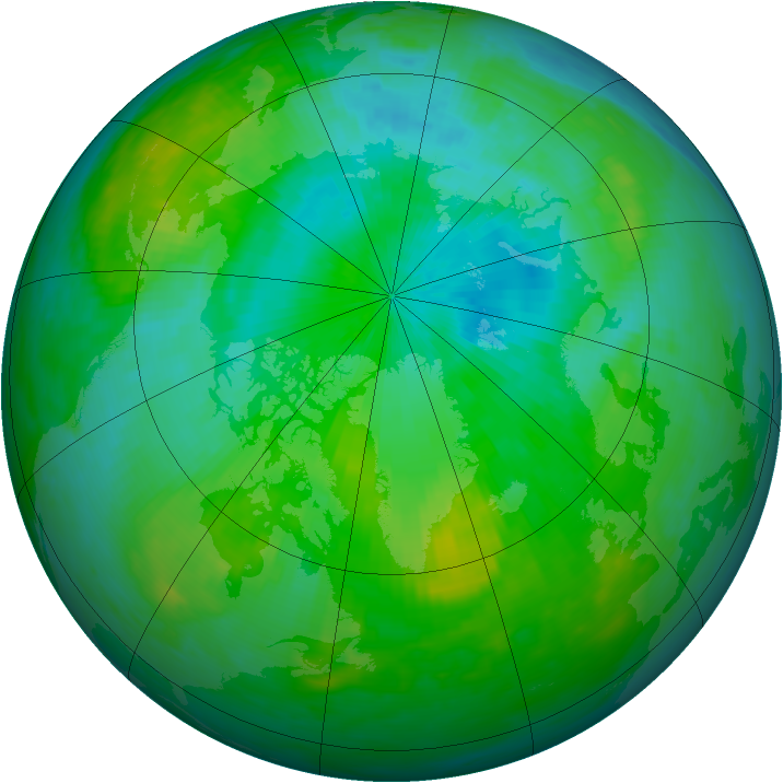 Arctic ozone map for 10 August 1986